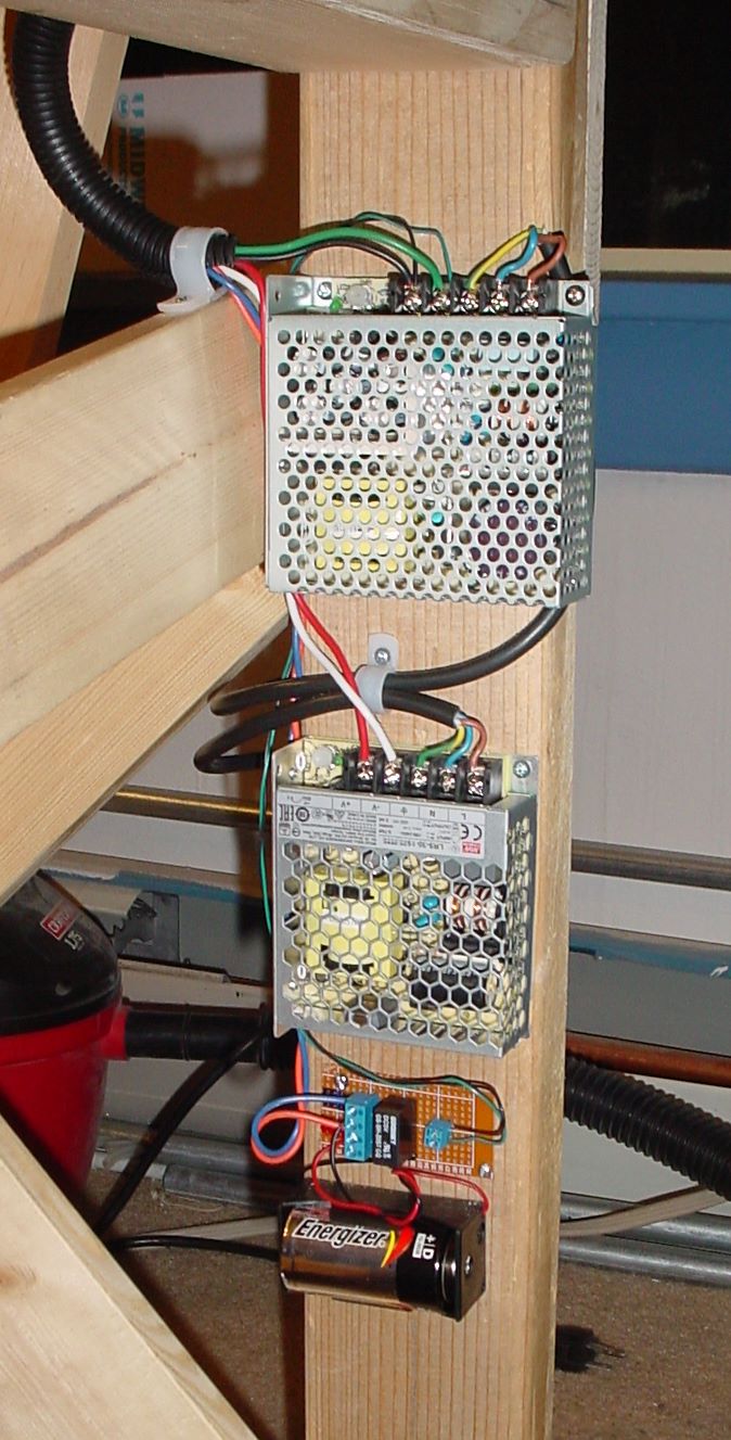 Power Supplies mounted on leg of track base