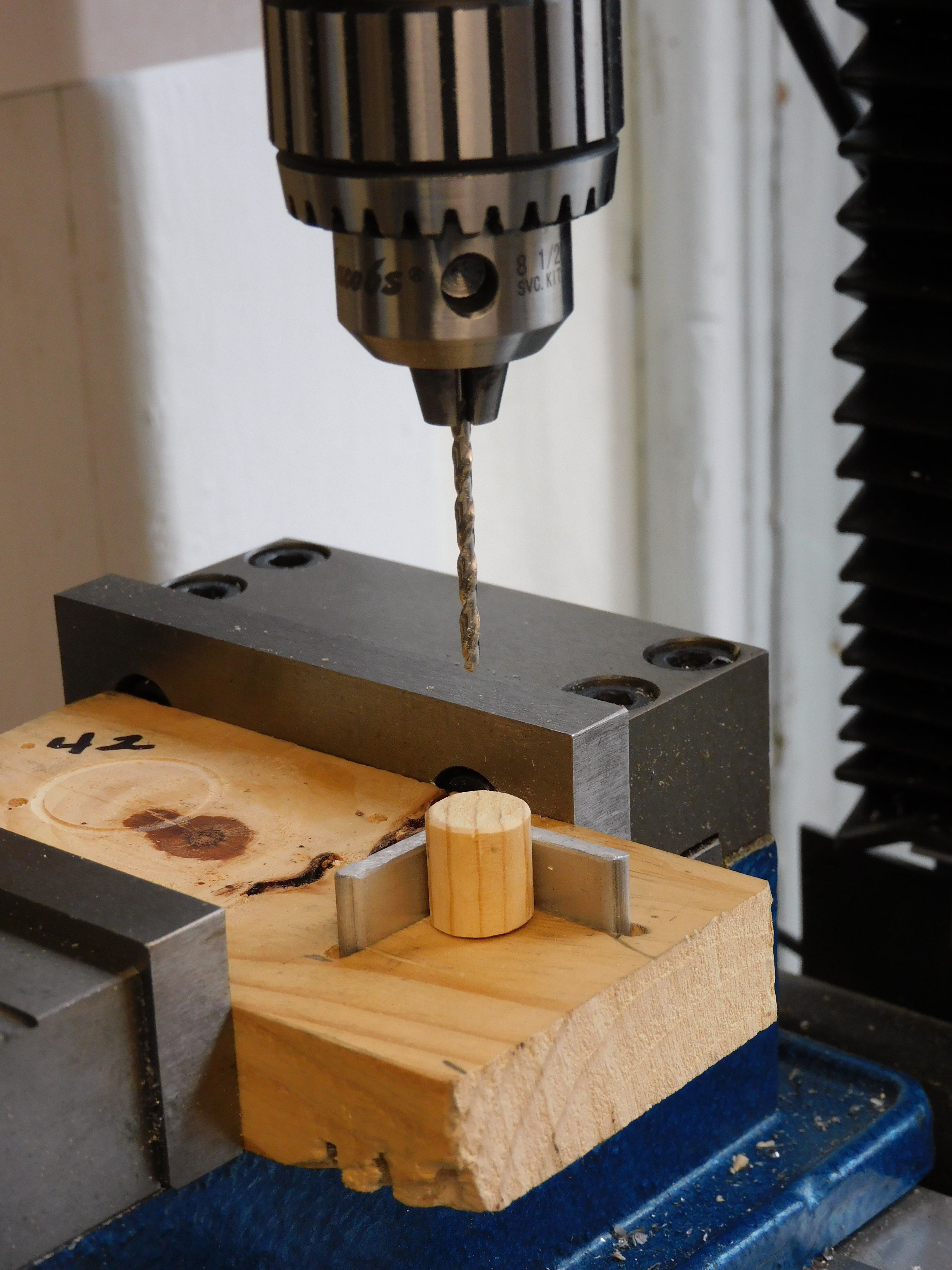 Jig used to drill dowels to mount semaphores